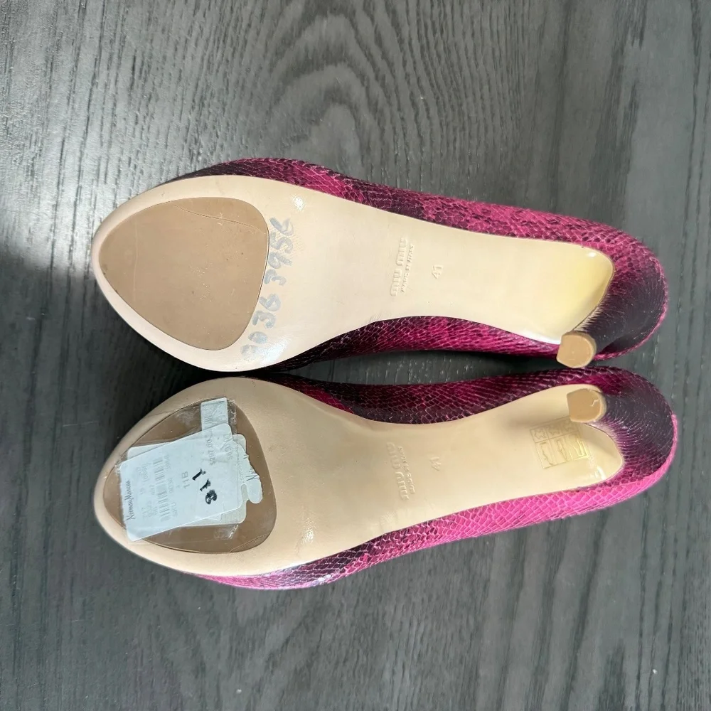 Miu Miu Prada Snakeskin Open-toe Pumps Platforms‎ Size 11 B